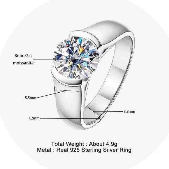 Certified 2 ct. t.w. Moissanite Diamond Engagement Ring NEW - Picture 7 of 16